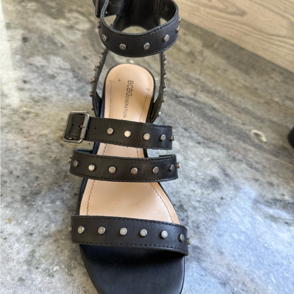 BCBGeneration Black Studded Multi-Strap Sandal - image 1
